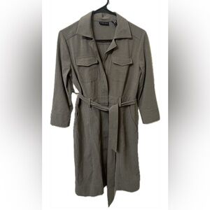 New York & Company Women's Taupe Stretch Belted Elbow Shirtdress Size 2